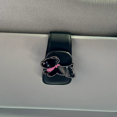 Holder for Glasses, Multifunctional Car | Car Glasses Clip/Bill Clip - black-scarf-dog-black-eyeglass-clip