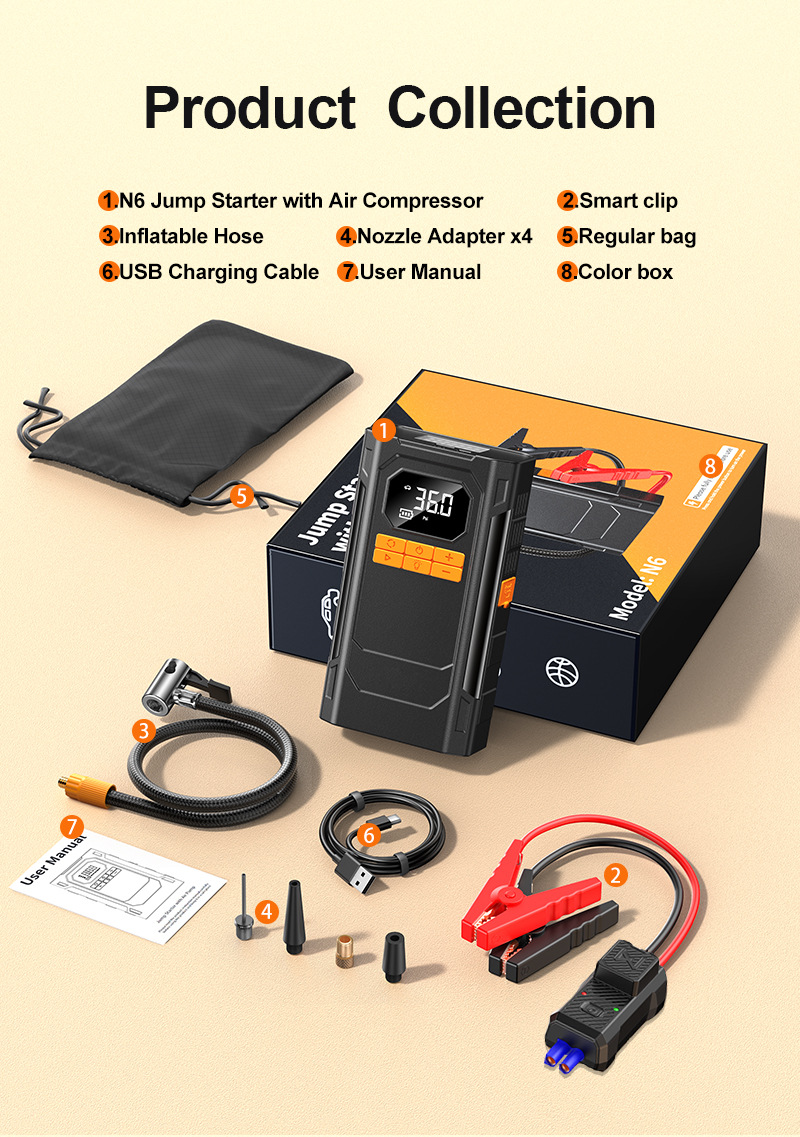 Cross-Border New Car Emergency Starting Power Supply Car Large-Capacity Power Bank Convenient Air Pump Air Pump