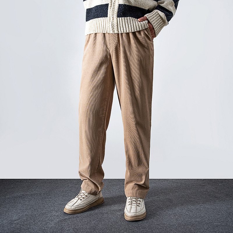 Spring corduroy Japanese retro solid color trousers