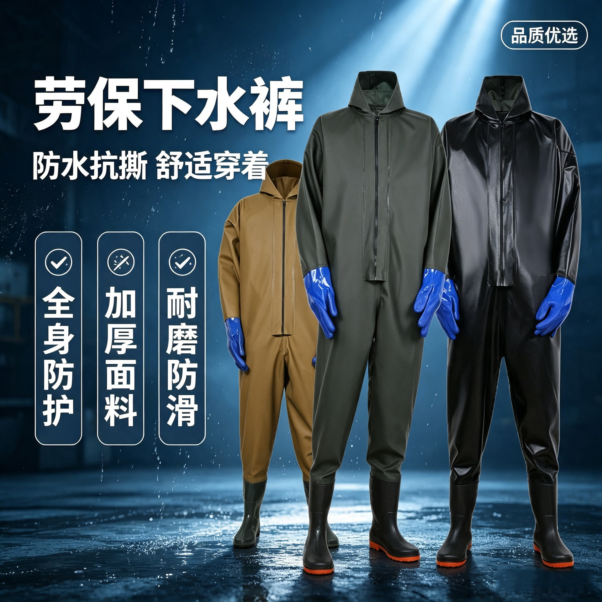 Thick rubber wading pants, full-body waterproof suit, one-piece wading suit, waterproof pants for sea fishing, fishing wading pants wholesale