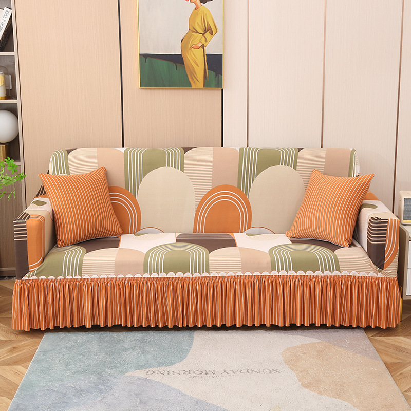 [AB version double spell] skirt universal sofa cover full cover sofa cover elastic cover fabric sofa towel Universal
