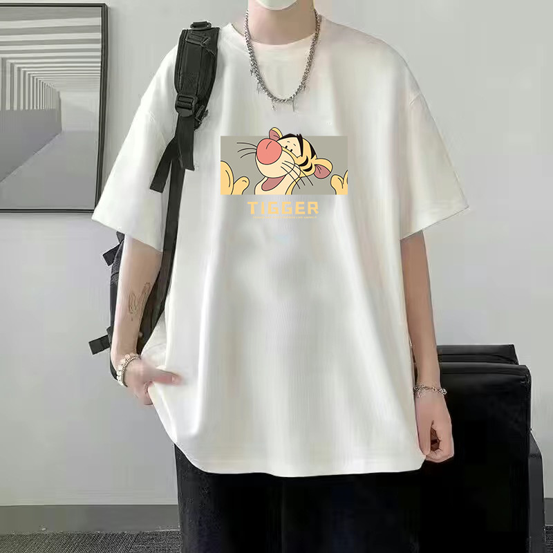 Verano nuevo estilo de seda de hielo tendencia camiseta suelta estilo de Hong Kong impresión cuello redondo camiseta de manga corta tendencia femenina todo fósforo camiseta fría