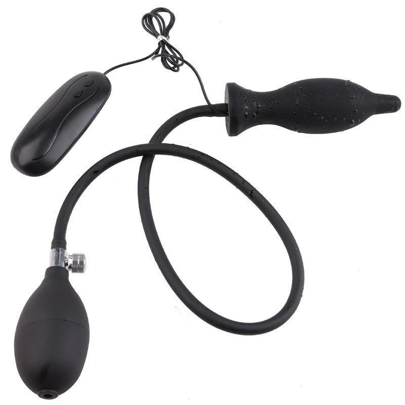 Inflatable Vibrating Anal Plug, 10-Frequency Silicone Expanding Prostate Massager, Black — detail image 4