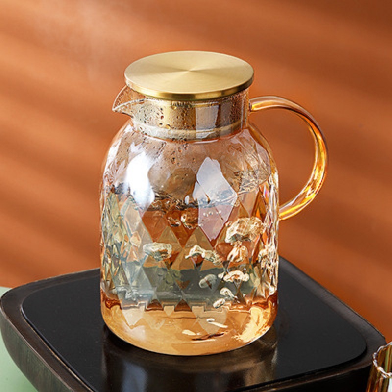 Hogar botella de agua fría vidrio borosilicato botella de agua fría gran capacidad jugo olla fría blanco abierto taza traje al por mayor