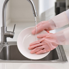 女性が掃除や洗濯をするのに最適な食器洗い用手袋、防水ゴムレザーのグラデーション2色のキッチン家事用食器洗い用手袋