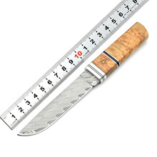 热销大马士革钢高硬度户外直刀野外防身生存小刀战术刀精品收藏刀