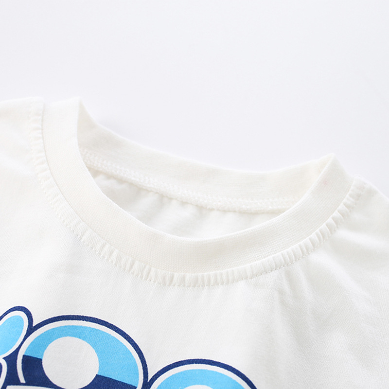 Malwee set de niños verano nuevo niño europeo y americano guapo niño pequeño dos piezas set de ropa de cuello redondo para niños