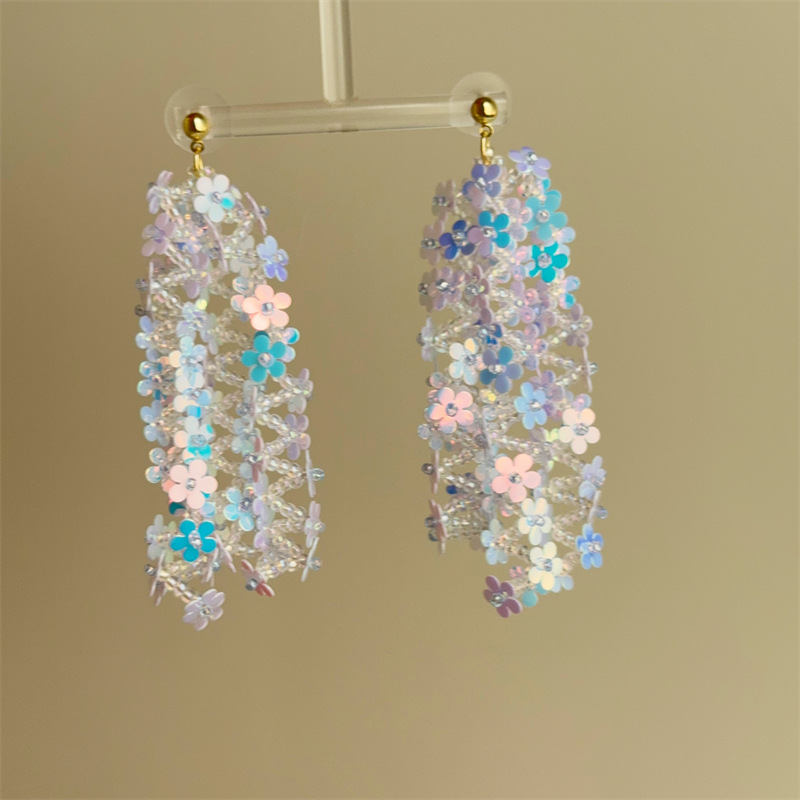 25g Weight Silver Ear Needle Material Drop Earrings Classification 1 Pair Quantity Holiday, Daily Occasion PVC Material Colorful Pattern All Seasons Season Women's Gender Sequins Design Elegant, Ethnic Style Style 1 Pair Elegant Ethnic Style Colorful Sequins PVC Drop Earrings 21