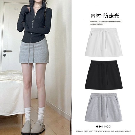 抖音质量灰色a字运动辣妹半身短裙女2025夏季新款高腰显瘦包臀裙