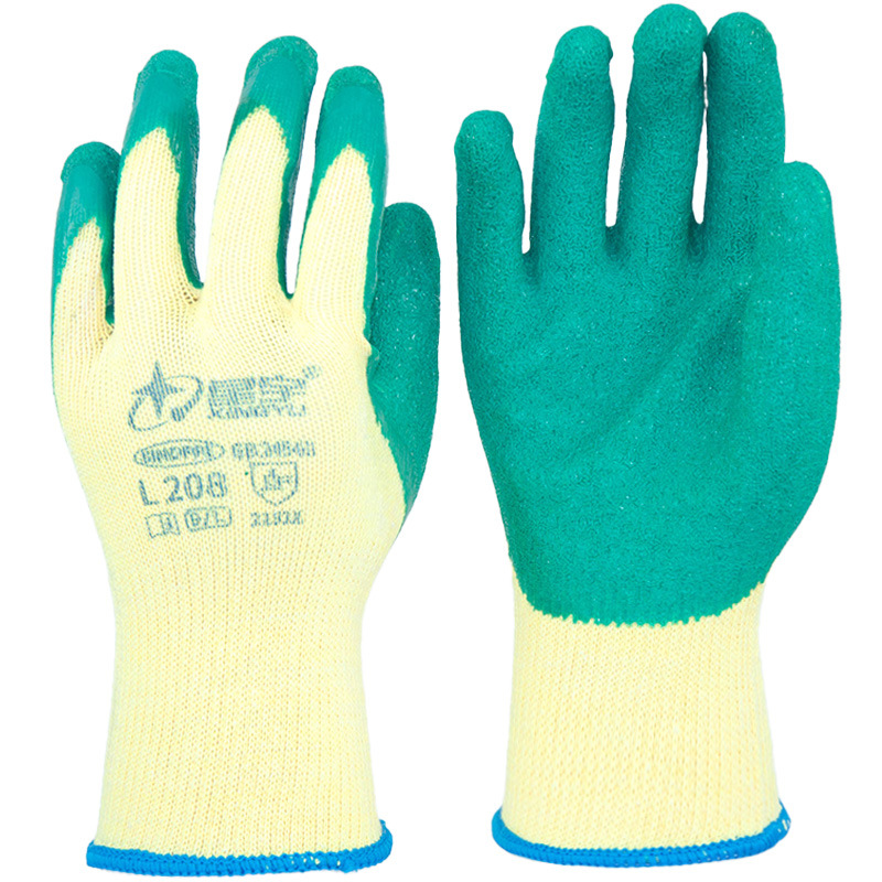 Xingyu L208 semi-látex estriado antideslizante antideslizante engrosado anti-corte de 10 agujas de protección laboral mano durable