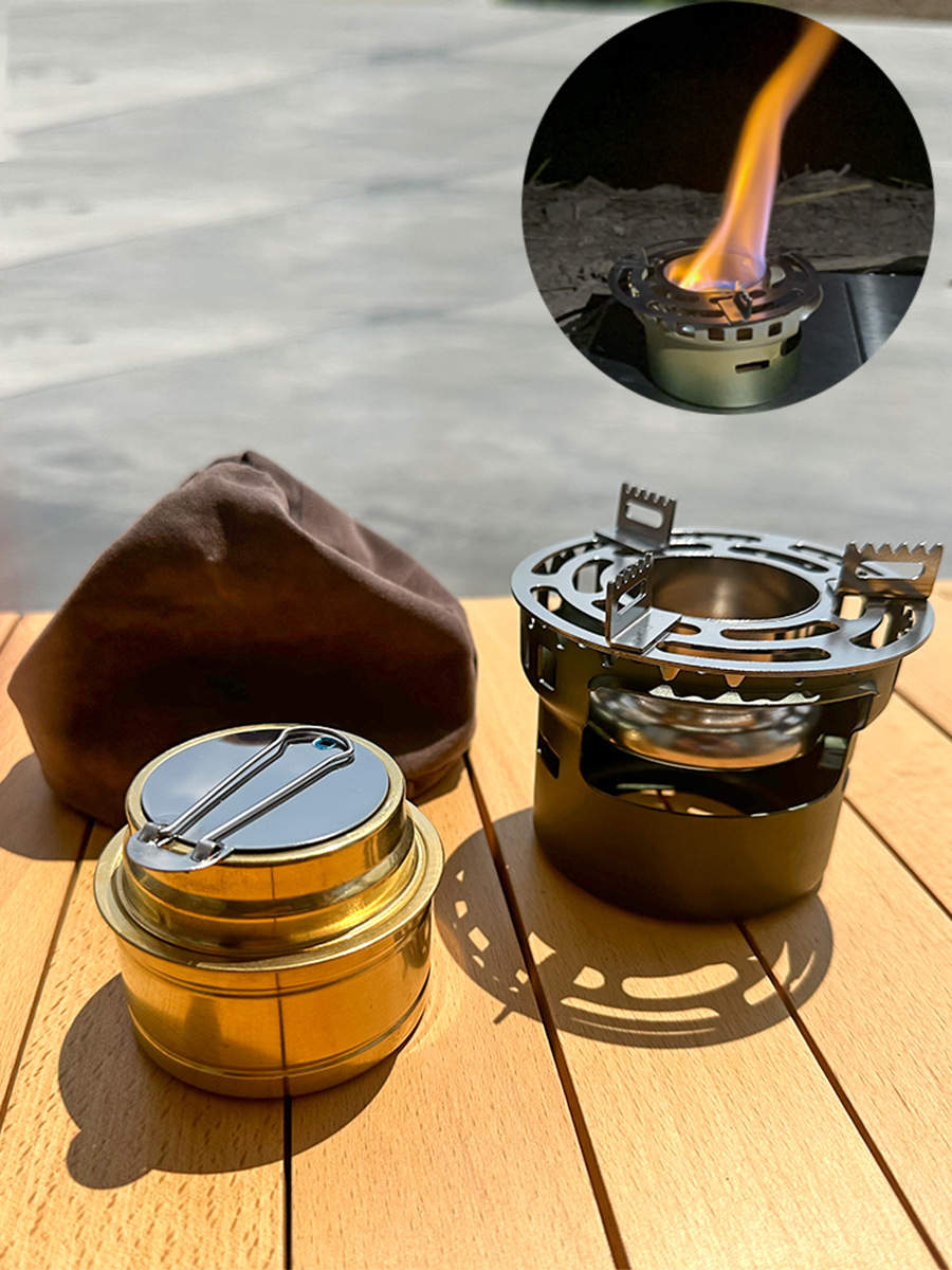 户外黄铜酒精炉集能防风燃烧煮茶露营液体酒精野外便携式炉头气化
