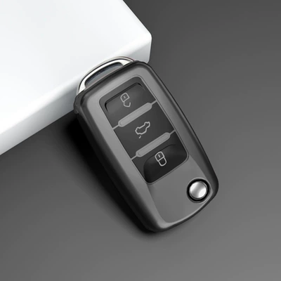 Applicable to Volkswagen Key Set Sagittarius Langyi Touguan L Tan Yue Tan Ge Magotan Ling Du Polo Bora Bag ID3 Shell Buckle (Car key bag) - type-a-individual-key-cover-titanium-gray