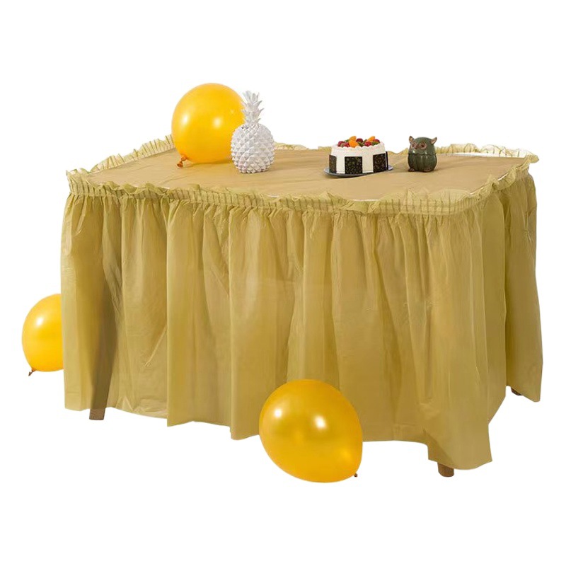 Disposable Waterproof Tablecloth for Birthday Parties, Weddings, and Gatherings, Solid Color Outdoor Dining Table Skirt, Waterproof and Thickened