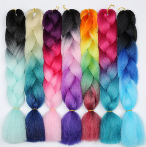 Peruca africana trenza fibra química cabello de alta temperatura seda color gradiente trenza sucia