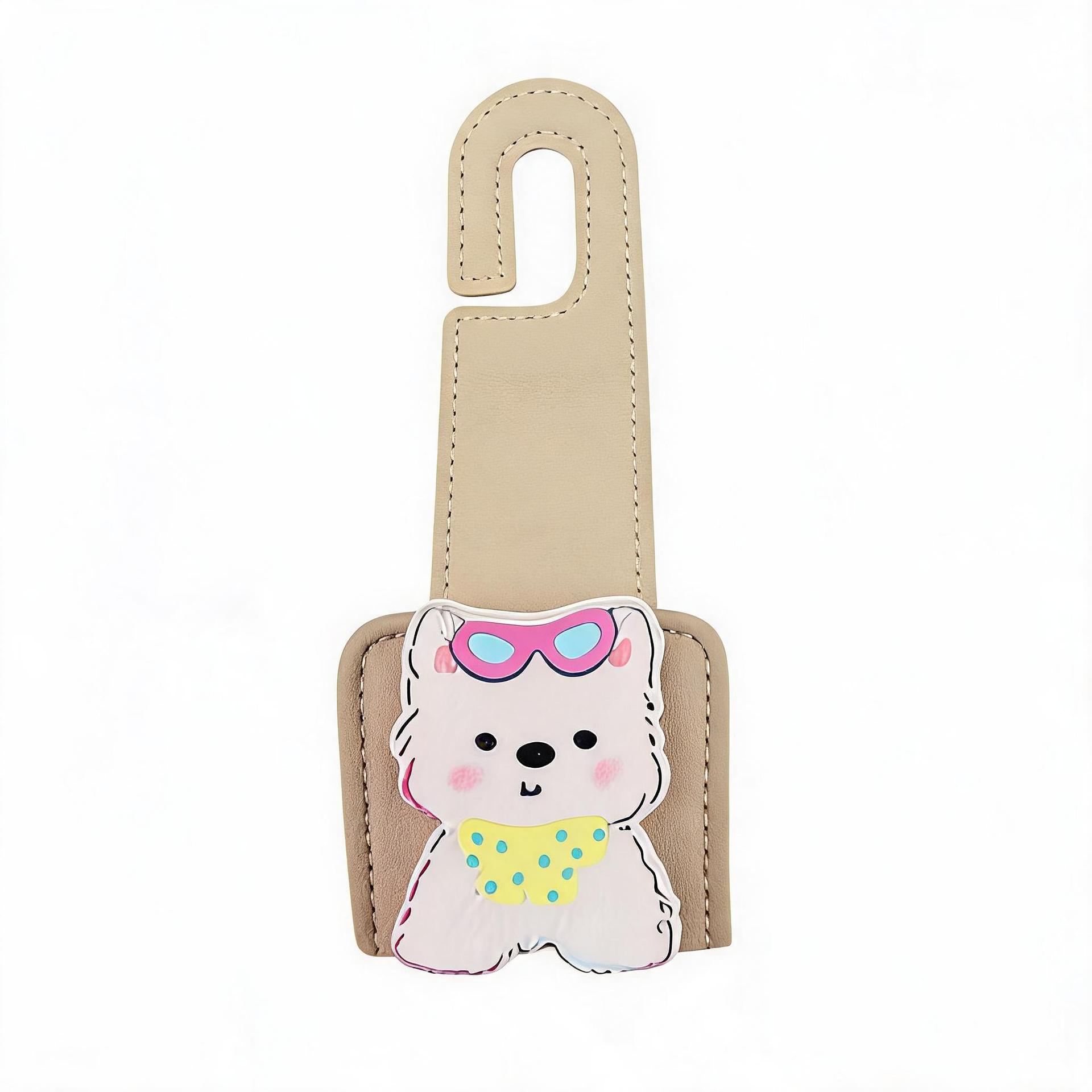 Car suede seat back hook, multifunctional rear storage hook, cute cartoon car interior hook