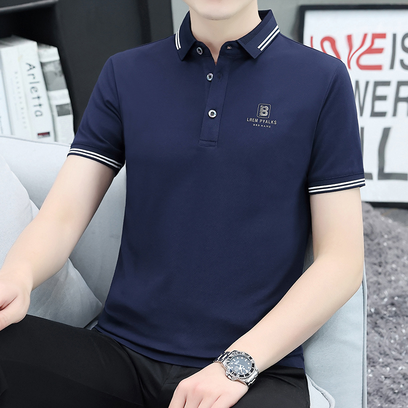 2025 New Summer Ice Silk Men's Polo Shirt Short-Sleeved Trendy Brand Paul Shirt Slim Collared Lapel T-Shirt Top