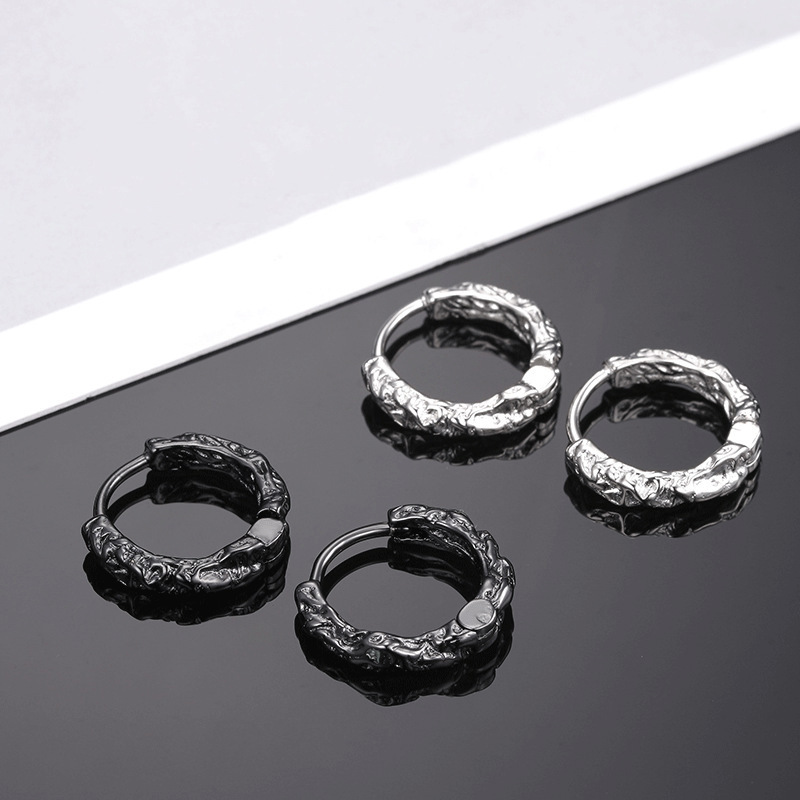 Mengyuan retro texture ear buckle men's single earrings student simple fashion personality hip hop Hip Hop Hip Hop earrings