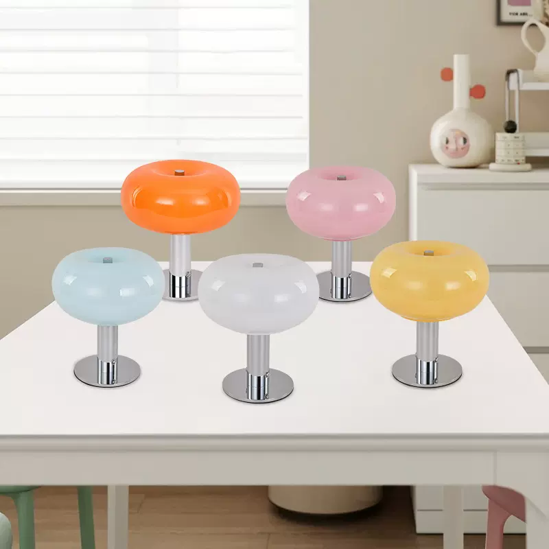 跨境爆款甜甜圈小夜灯彩虹梦幻触摸充电台灯儿童房卧室氛围葫芦灯