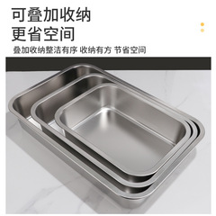 商用長方形阿膠糕蒸盤涼皮滷菜盆熟食不鏽鋼平底方盤提拉米蘇盤