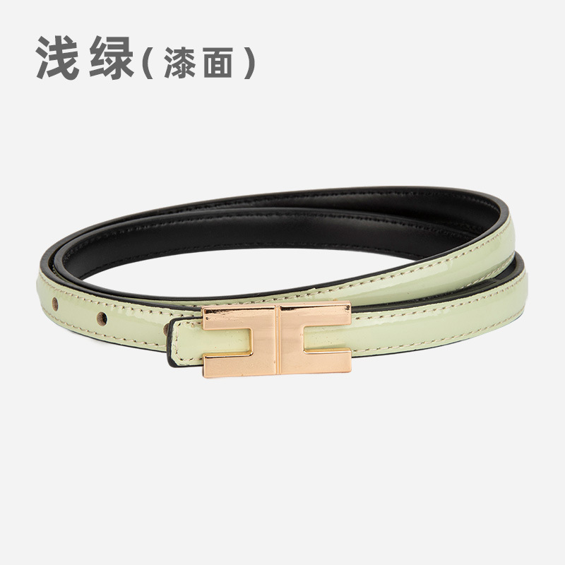 厂家直销真皮女士细腰带装饰连衣裙带裤带高级头层牛皮漆面皮带女|undefined