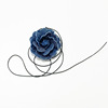 Blue denim mountain tea, necklace, belt contains rose, choker, flowered