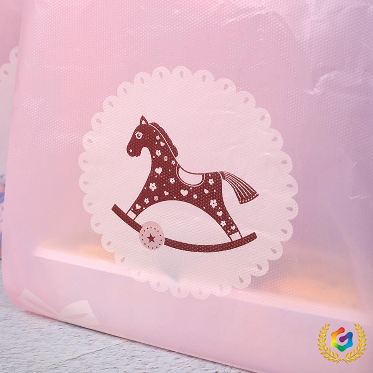✅粉色木马塑料打包袋 可爱卡通背心袋 礼品饰品袋子手拎外卖包装