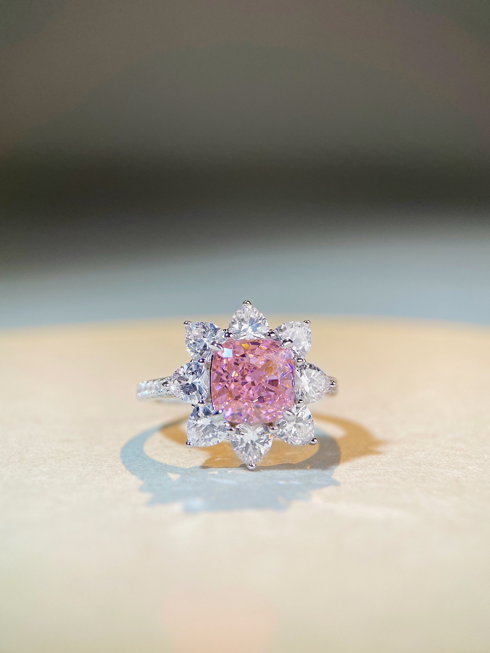 Fashion Flower Sterling Silver Inlay Zircon Rings 1 Piece