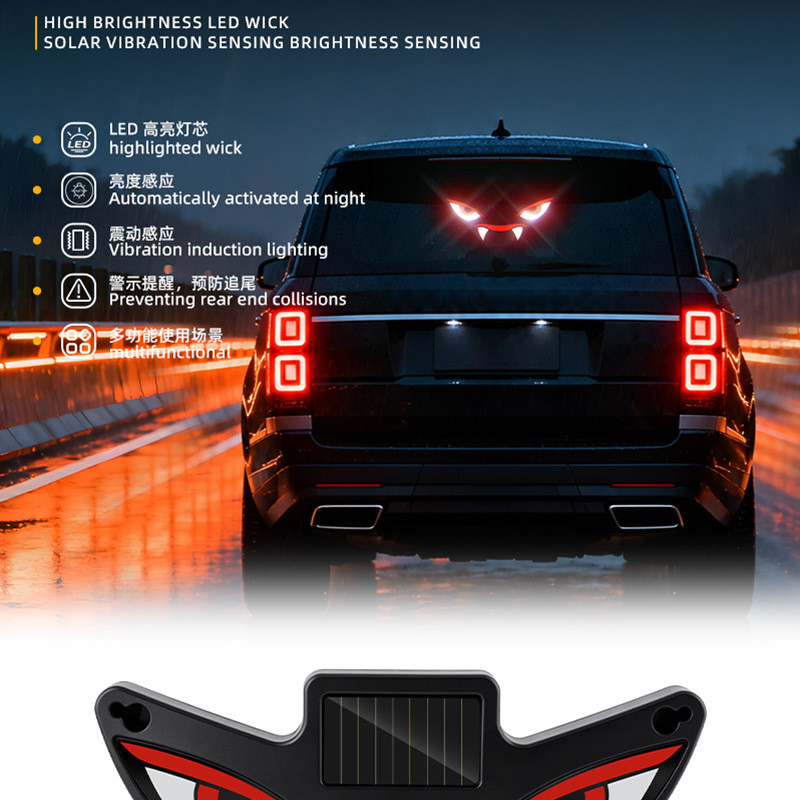 Cross-border solar-powered dynamic devil eye LED warning light for cars, trucks, and vans