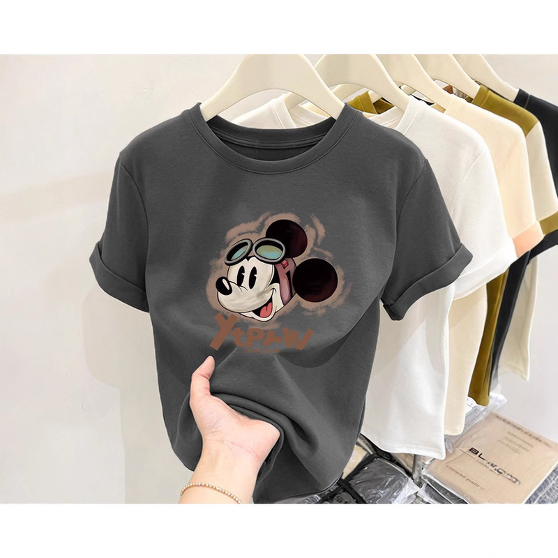 Women's Pure Cotton Brushed Short-Sleeve T-Shirt, Trendy and Versatile, Thickened Base Shirt, Early Spring 2026 New Style