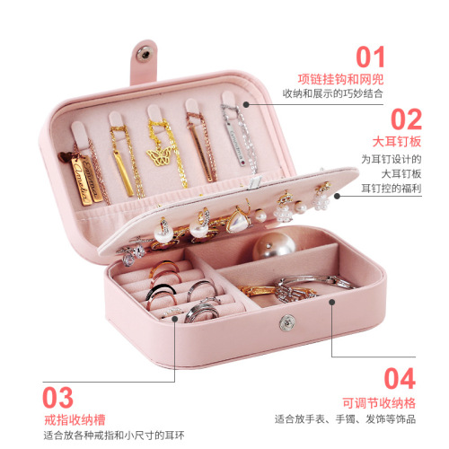 Double-layer PU leather hair clip earring jewelry box custom anti-oxidation headwear ring gift storage packaging jewelry box