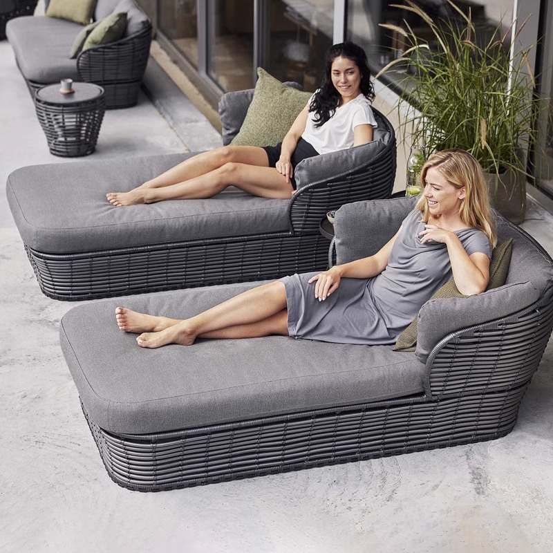 Sofá de caña al aire libre impermeable y protector solar sala de estar patio jardín terraza balcón al aire libre ocio trenzado muebles de silla de caña