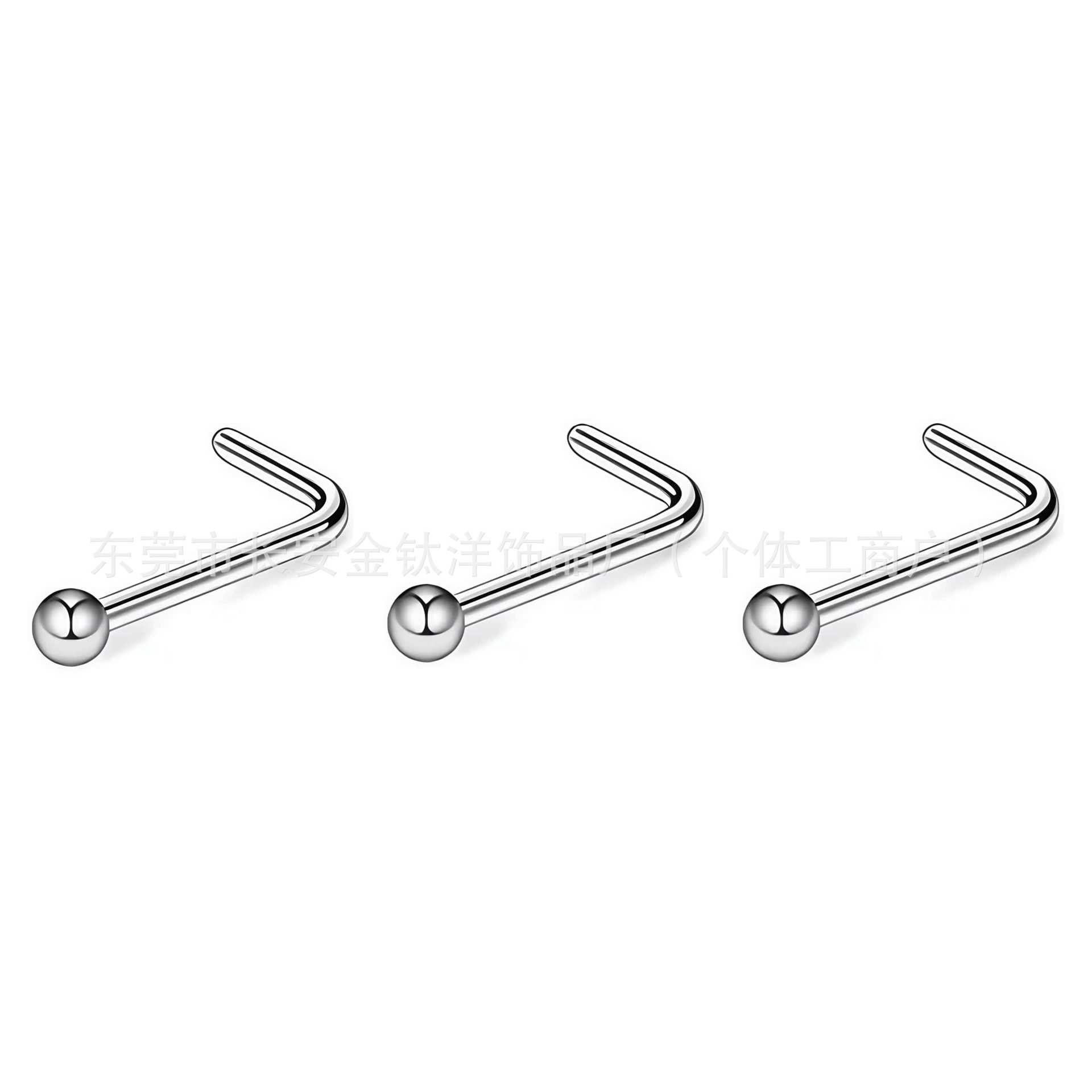 F136 Titanium Ball Pin L-Shaped 7-Shaped Lip Nose Ring Septum G23 Titanium Alloy Piercing Jewelry detail image 4