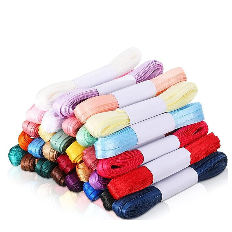 3mm Thin Ribbon Multi-Colorful Set Polyester Ribbon Small Roll Satin Ribbon Satin Webbing Colorfulful Streamer Ribbon