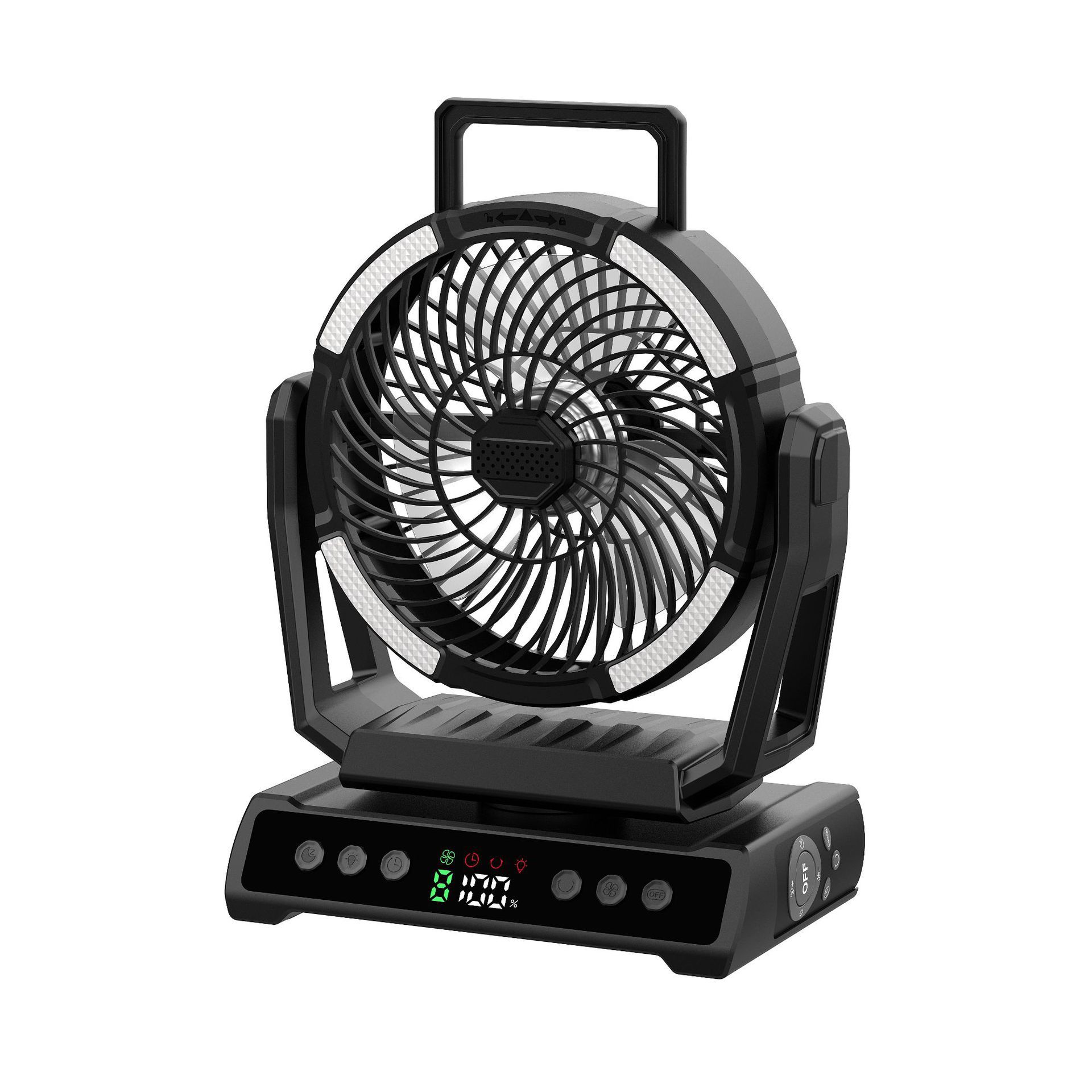 Ventilador Portátil de Camping con Control Remoto con Luz LED y Fuente de Alimentación Móvil para Camping