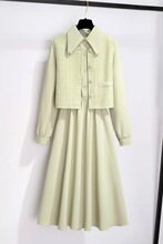 小香风连衣裙女秋冬装年新款感长袖气质两件套装衬衫裙子