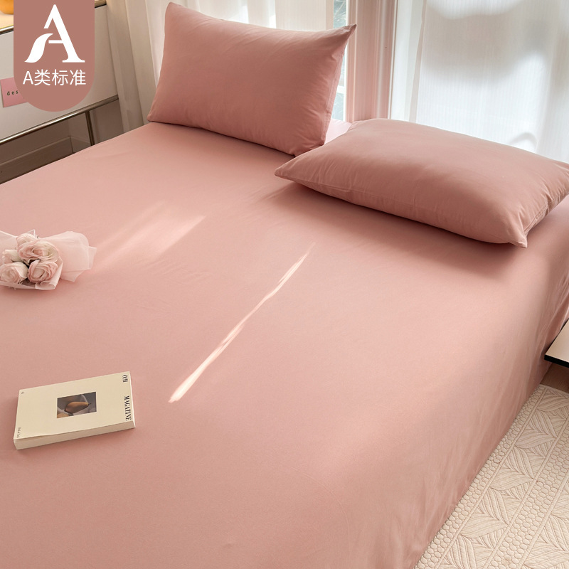 Clase A Sábana de algodón lavado de algodón de una sola pieza de algodón dormitorio de estudiantes edredón de color sólido funda de almohada de tres piezas de 1,5 m