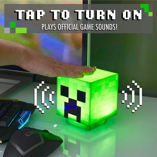 New Minecraft Creeper Shape Night Light, Game Ambience Light, Pink Pig Night Light, USB Charging with Sound Effects