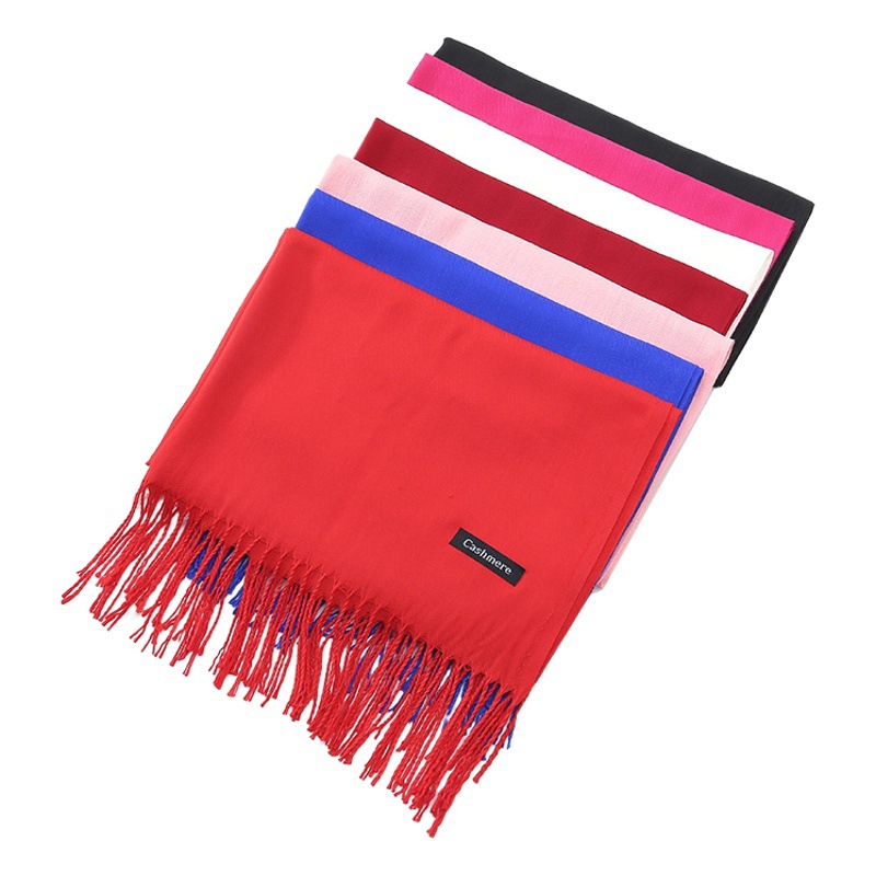 2026 Imitation Cashmere Scarf Winter Women's Japanese and Korean Sweet Style Medium-Length Scarf Warm Printed Scarf Women's Scarf Shawl