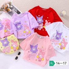 2024爆款跨境新品女中童短袖T恤夏季童装美乐蒂库洛米卡通棉上衣