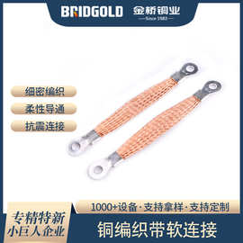 铜编织带软连接压铜端子铜编织线导电带铜辫子铜母线裸铜镀锡镍银