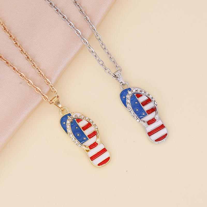 Nihaojewelry Großhandel Schmuck Neue Amerikanische Flagge Hausschuhe Halskette display picture 3