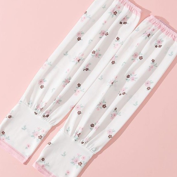 Printed women's sun protection ice sleeves, loose-fitting arm sleeves, summer outdoor UV protection ice silk sleeves wholesale