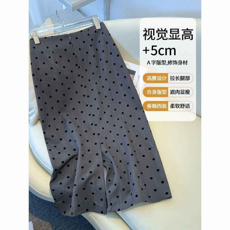 灰色波点半身裙女春秋季2025新款高腰气质包臀裙显瘦绝美字裙子|undefined