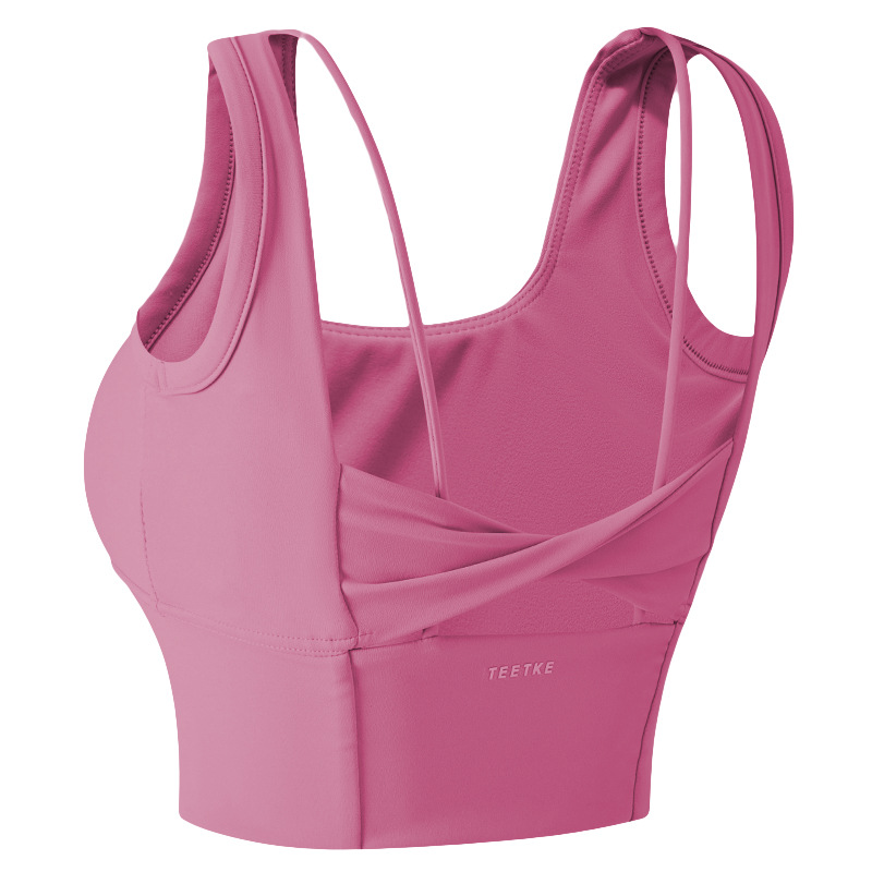 Cross-border Beauty Back Gathered Sports Underwear Full Cup Breathable Running Outer Wear Yoga Vest Fitness Bra Chest Pad