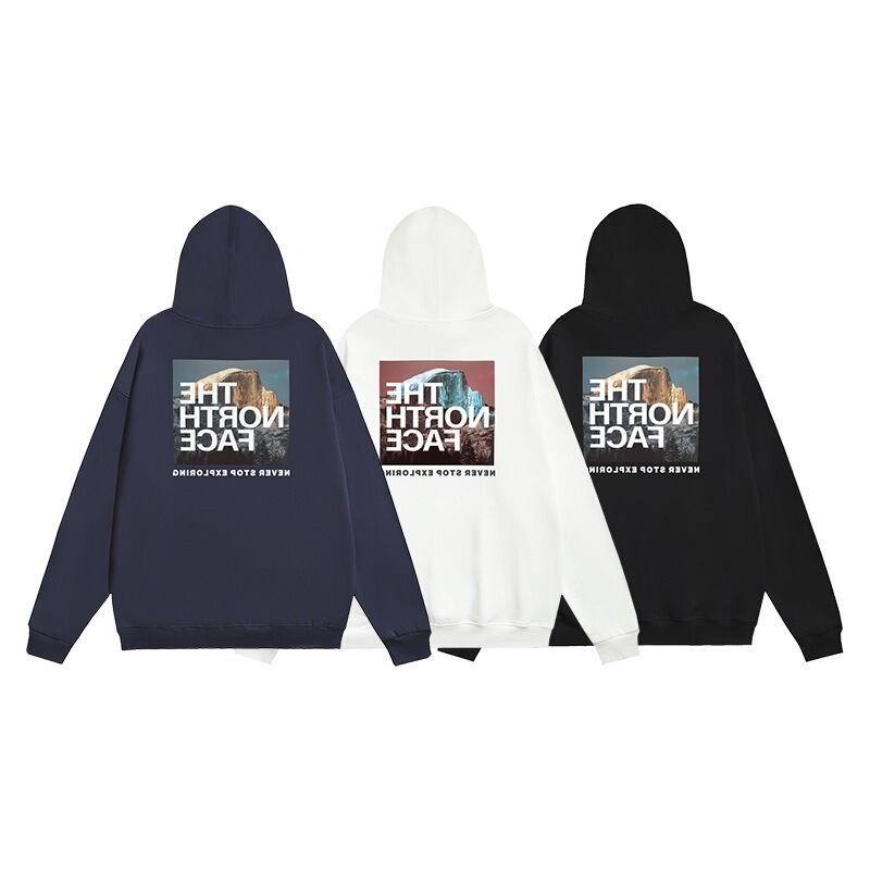 The North Face Trendy Brand Hooded Cotton Sweatshirt Autumn and Winter New Style Classic High Version Loose Sweatshirt for Men and Women Couples