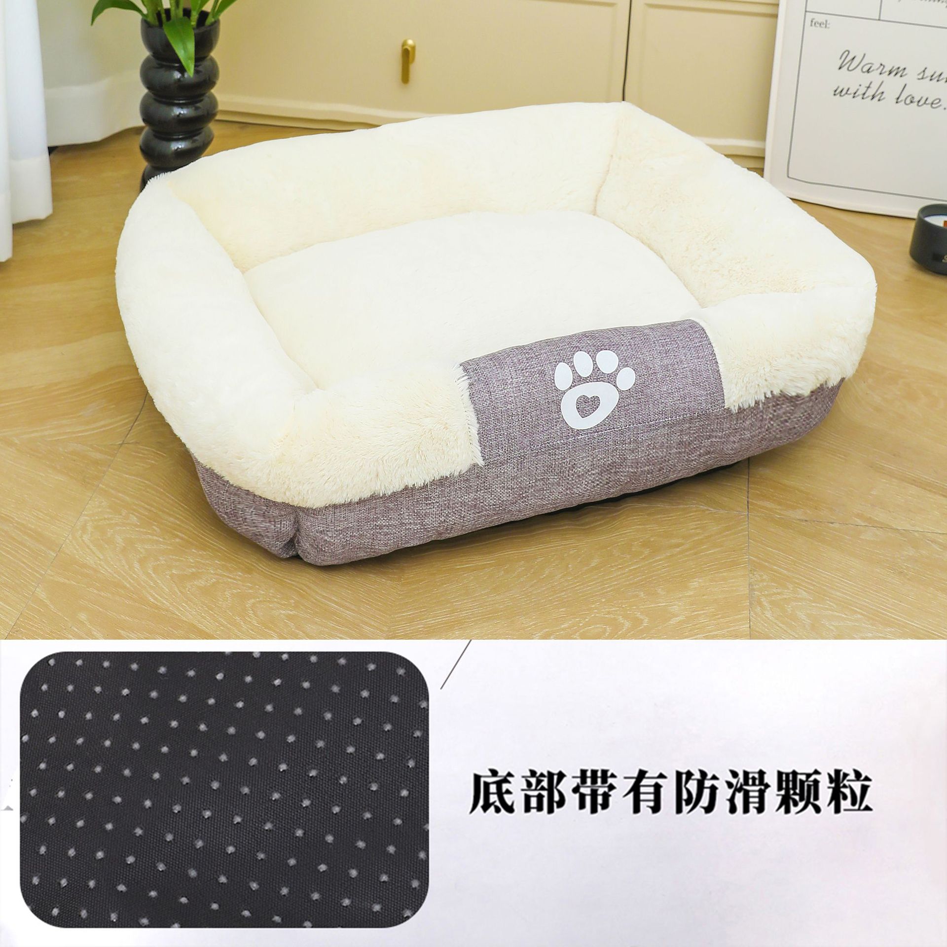 Otoño e invierno nuevo nido de felpa para mascotas tapete de lana de algodón cuadrado cojín de lino de alta calidad para perros y gatos cojín cálido nido para mascotas