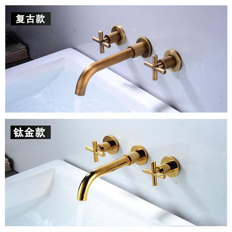 Cross-border all-copper double-handle concealed washbasin, hot and cold water faucet, hotel apartment, homestay, built-in wall-mounted faucet undefined