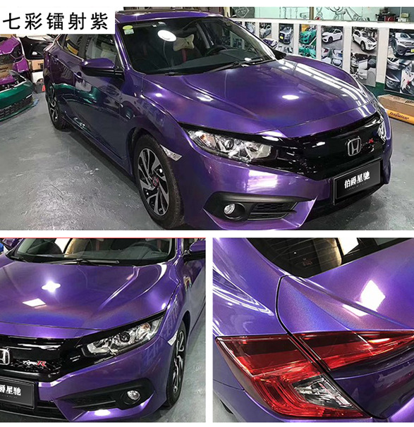 Source Factory Pvc Colorful Laser Black and White Brocade Gray Color Changing Film Pearlescent Color Changing Brocade Car Modification Film Batch