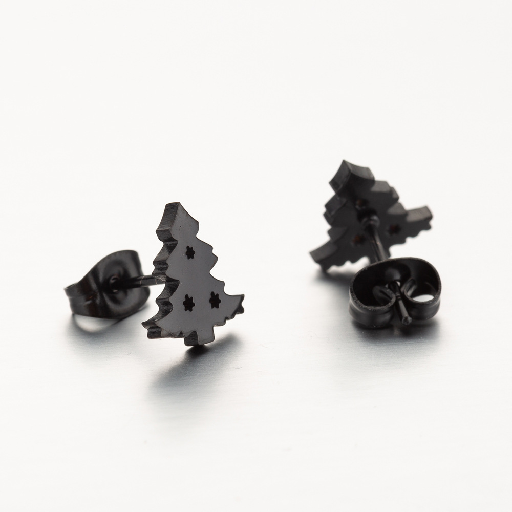 6g Weight PVD Coated Gold Plating Process 316 Stainless Steel Ear Needle Material PVD Coated 18K Gold Real Gold Plated Christmas Tree 304 Stainless Steel Fashion Waterproof Non Tarnish Ear Studs