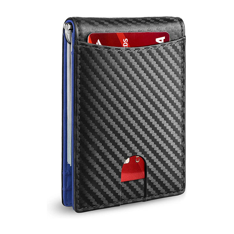 Directo de fábrica Amazon titular de la tarjeta de cuero genuino titular de la tarjeta de microfibra RFID antirrobo cepillo